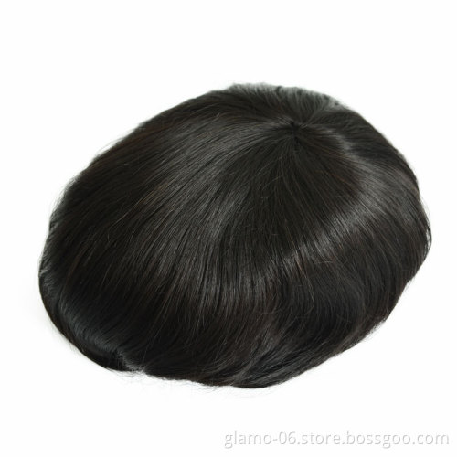 Stock Toupee 8x10 6inch Human Hair Full Swiss INDIAN Hair 1 Piece/pack 4-6 Inch Straight/curl OPP DHL\UPS\FEDEX\EMS\TNT